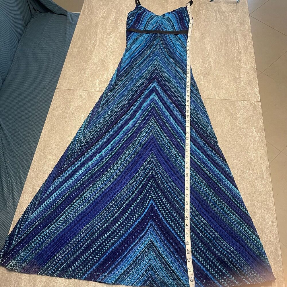1990s Cache Small Ombre Chevron Blue Crochet Prom Cruise Wedding Guest - Picture 3 of 8